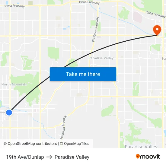 19th Ave/Dunlap to Paradise Valley map