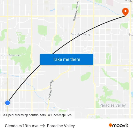 Glendale/19th Ave to Paradise Valley map