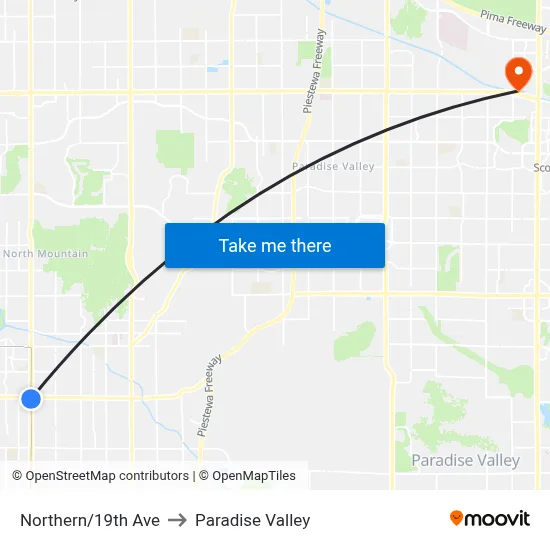 Northern/19th Ave to Paradise Valley map