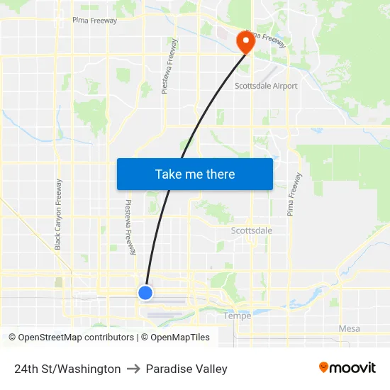 24th St/Washington to Paradise Valley map