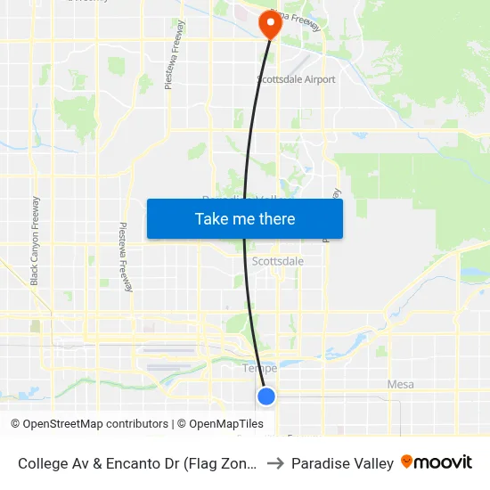 College Av & Encanto Dr (Flag Zone) to Paradise Valley map