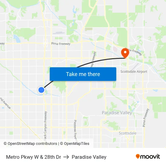 Metro Pkwy W & 28th Dr to Paradise Valley map