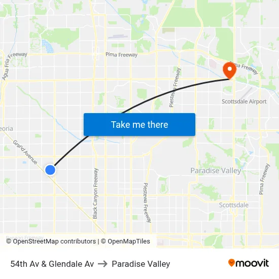 54th Av & Glendale Av to Paradise Valley map