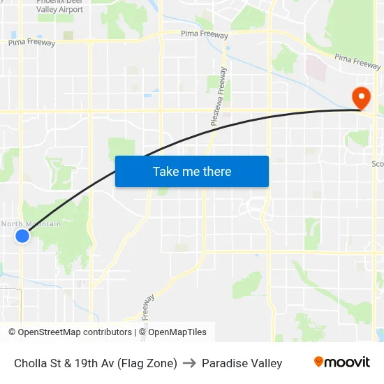 Cholla St & 19th Av (Flag Zone) to Paradise Valley map