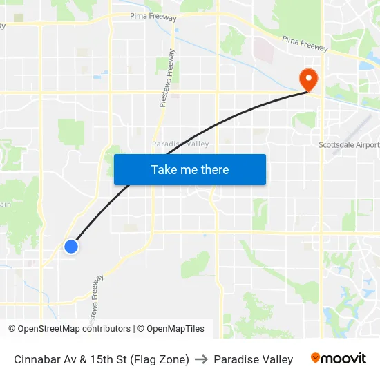 Cinnabar Av & 15th St (Flag Zone) to Paradise Valley map