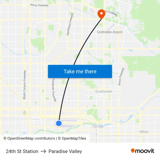24th St Station to Paradise Valley map
