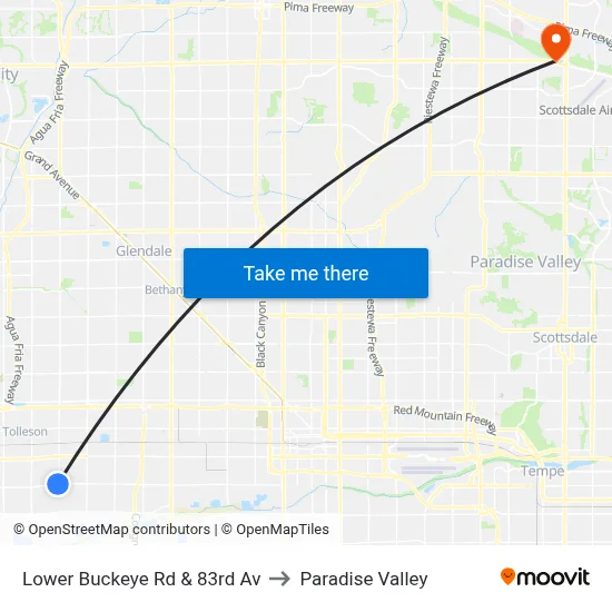 Lower Buckeye Rd & 83rd Av to Paradise Valley map