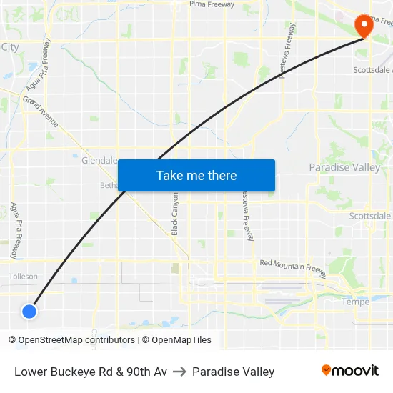Lower Buckeye Rd & 90th Av to Paradise Valley map