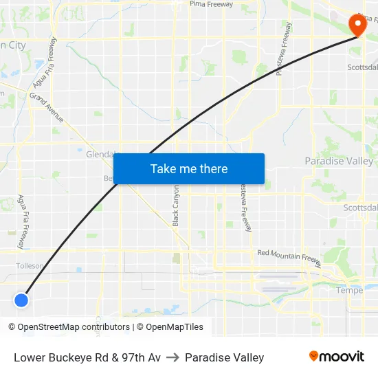 Lower Buckeye Rd & 97th Av to Paradise Valley map