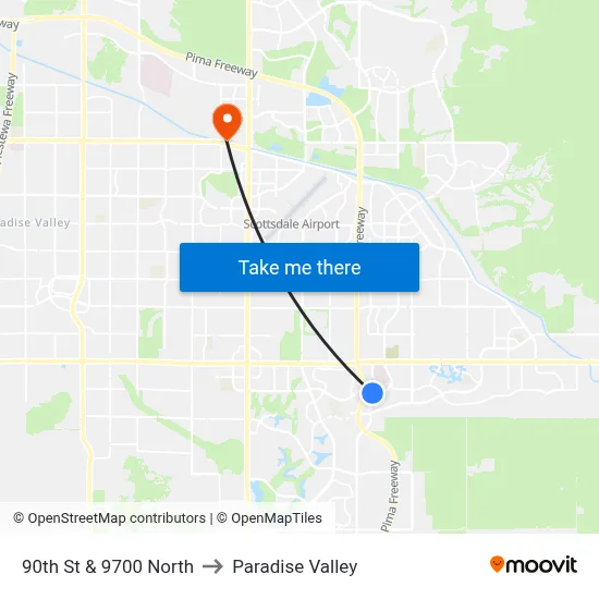 90th St & 9700 North to Paradise Valley map