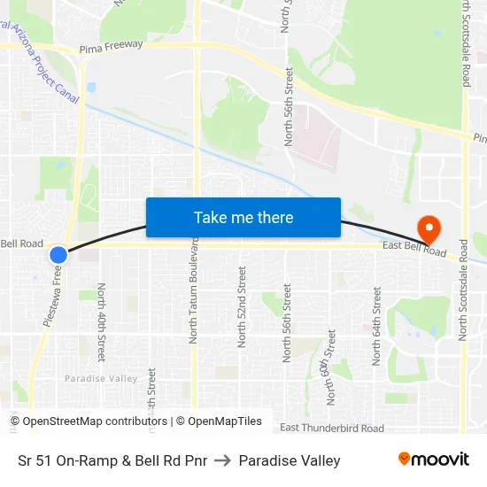 Sr 51 On-Ramp & Bell Rd Pnr to Paradise Valley map