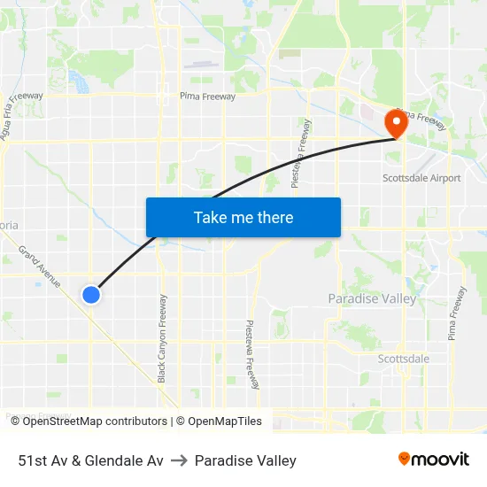 51st Av & Glendale Av to Paradise Valley map