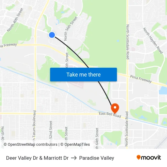 Deer Valley Dr & Marriott Dr to Paradise Valley map