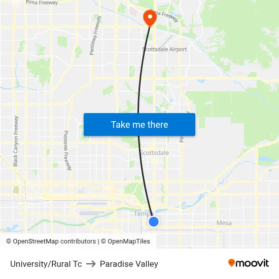 University/Rural Tc to Paradise Valley map