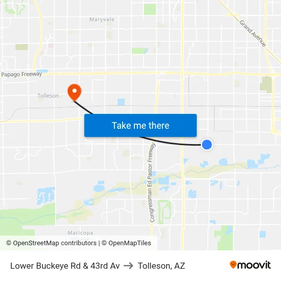 Lower Buckeye Rd & 43rd Av to Tolleson, AZ map