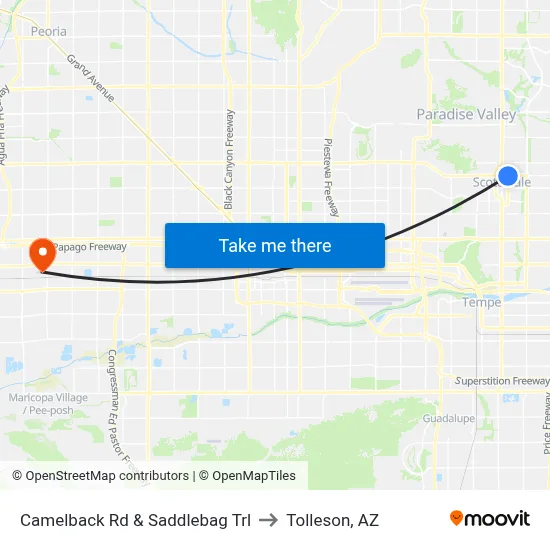 Camelback Rd & Saddlebag Trl to Tolleson, AZ map