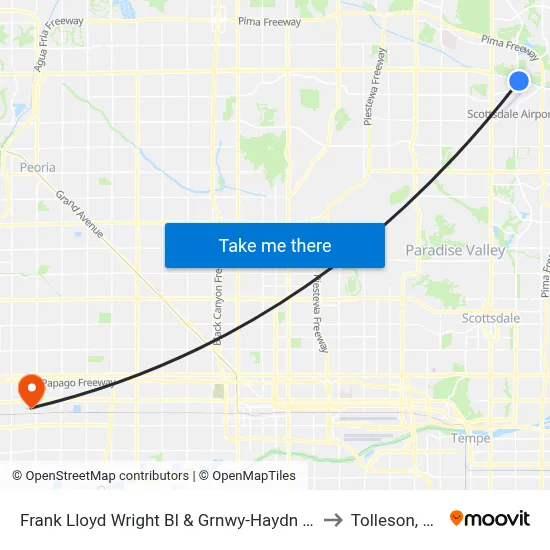Frank Lloyd Wright Bl & Grnwy-Haydn Lp to Tolleson, AZ map