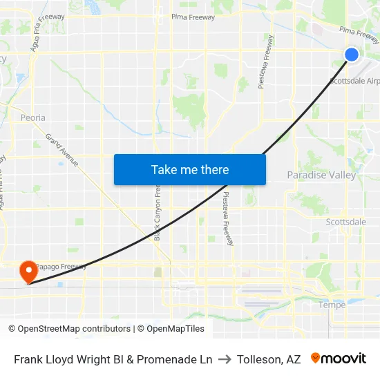 Frank Lloyd Wright Bl & Promenade Ln to Tolleson, AZ map