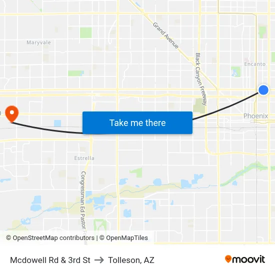 Mcdowell Rd & 3rd St to Tolleson, AZ map