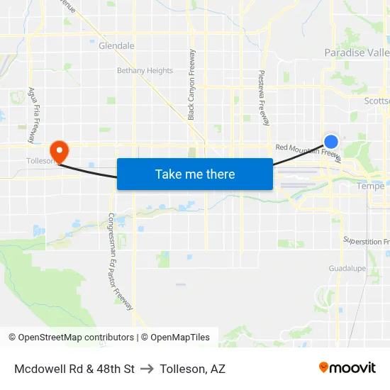 Mcdowell Rd & 48th St to Tolleson, AZ map