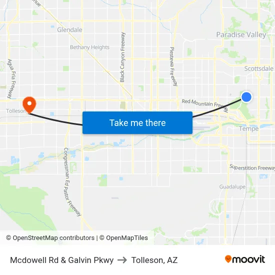 Mcdowell Rd & Galvin Pkwy to Tolleson, AZ map