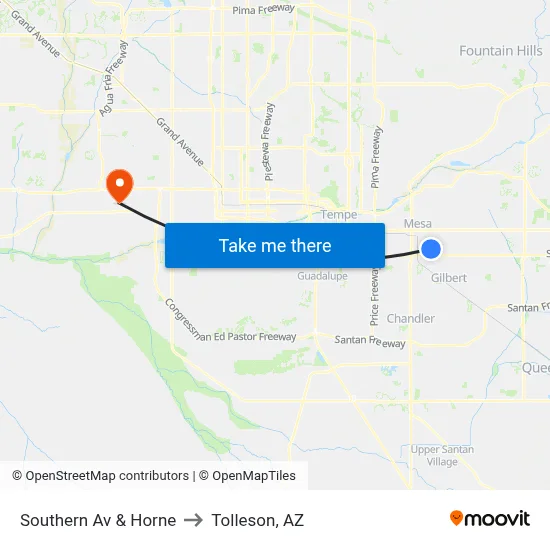 Southern Av & Horne to Tolleson, AZ map