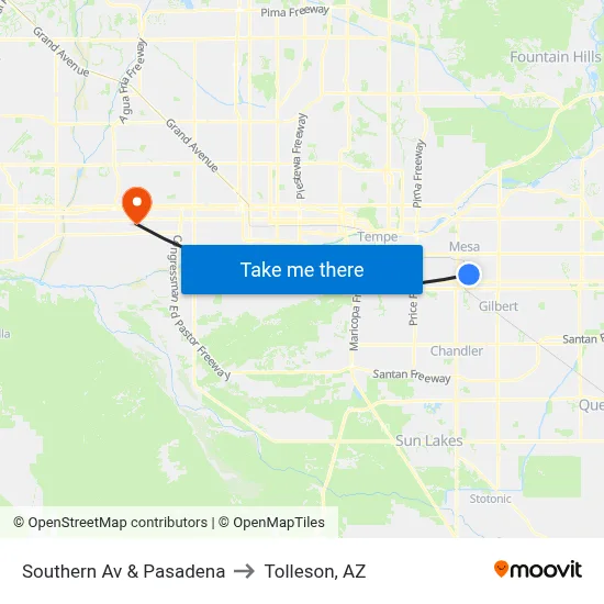 Southern Av & Pasadena to Tolleson, AZ map
