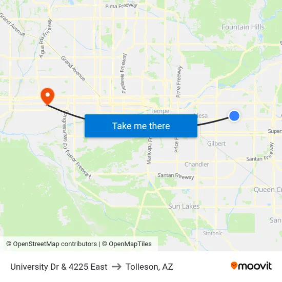 University Dr & 4225 East to Tolleson, AZ map