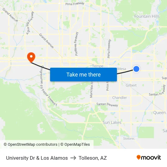University Dr & Los Alamos to Tolleson, AZ map