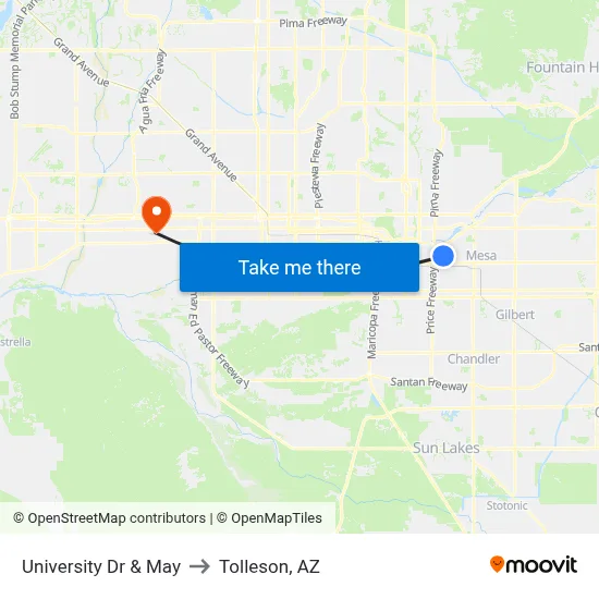 University Dr & May to Tolleson, AZ map