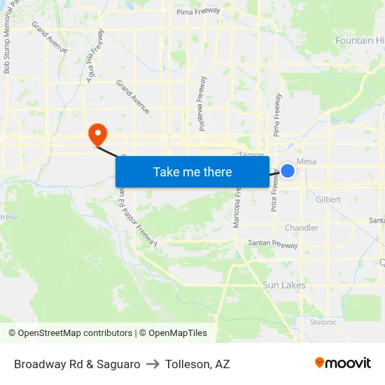 Broadway Rd & Saguaro to Tolleson, AZ map