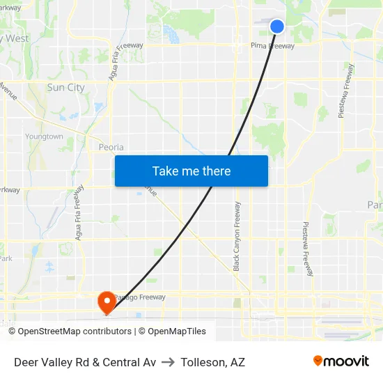 Deer Valley Rd & Central Av to Tolleson, AZ map
