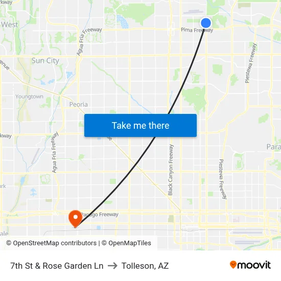 7th St & Rose Garden Ln to Tolleson, AZ map