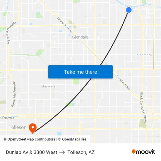 Dunlap Av & 3300 West to Tolleson, AZ map