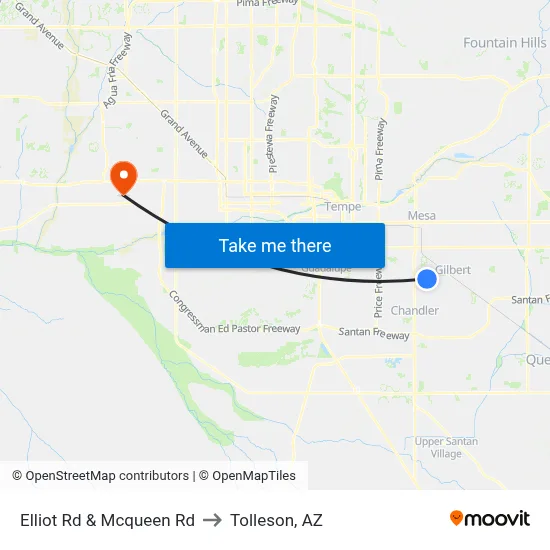 Elliot Rd & Mcqueen Rd to Tolleson, AZ map