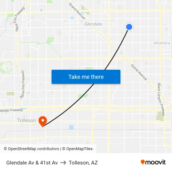Glendale Av & 41st Av to Tolleson, AZ map