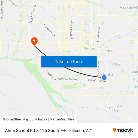 Alma School Rd & 125 South to Tolleson, AZ map