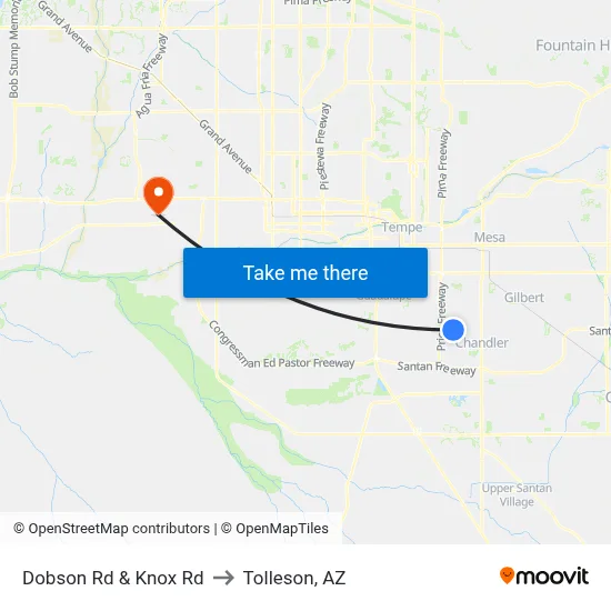 Dobson Rd & Knox Rd to Tolleson, AZ map