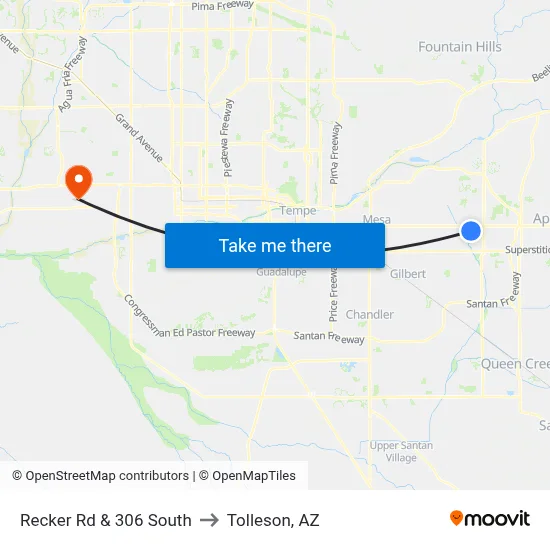 Recker Rd & 306 South to Tolleson, AZ map