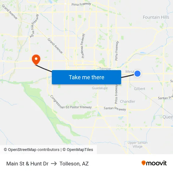 Main St & Hunt Dr to Tolleson, AZ map
