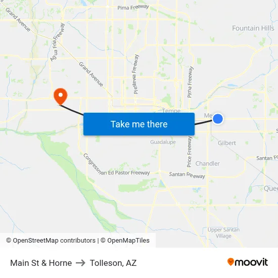 Main St & Horne to Tolleson, AZ map