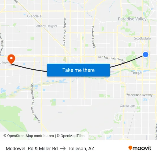 Mcdowell Rd & Miller Rd to Tolleson, AZ map