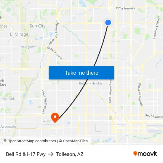 Bell Rd & I-17 Fwy to Tolleson, AZ map