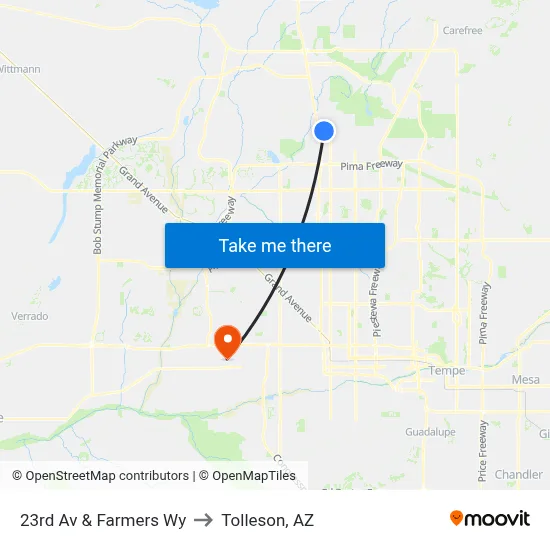 23rd Av & Farmers Wy to Tolleson, AZ map