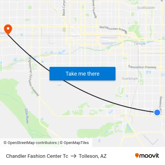 Chandler Fashion Center Tc to Tolleson, AZ map