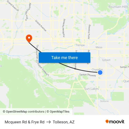 Mcqueen Rd & Frye Rd to Tolleson, AZ map