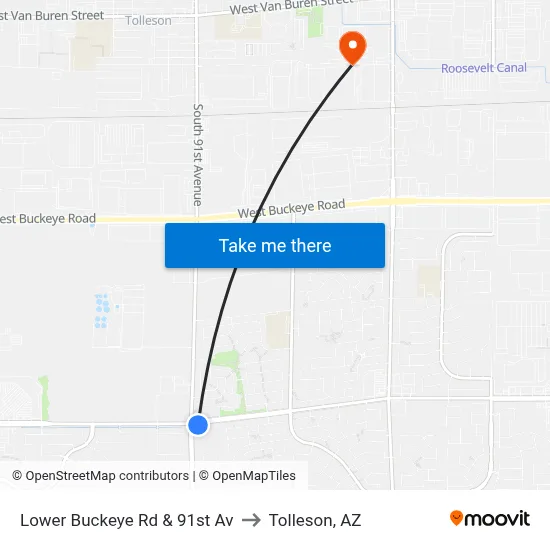 Lower Buckeye Rd & 91st Av to Tolleson, AZ map