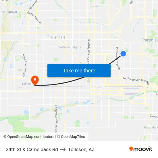24th St & Camelback Rd to Tolleson, AZ map