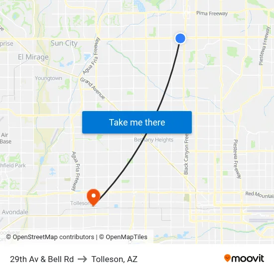 29th Av & Bell Rd to Tolleson, AZ map