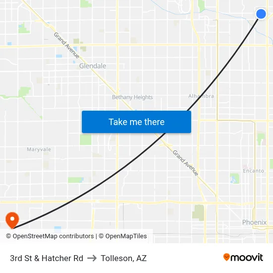 3rd St & Hatcher Rd to Tolleson, AZ map